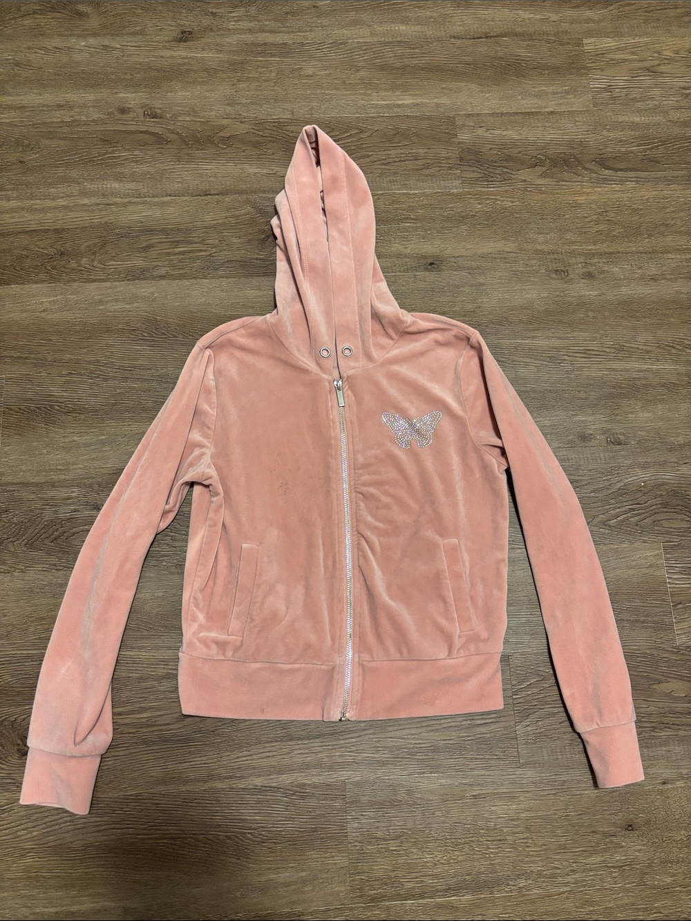 rhinestoned butterfly pink zip uo